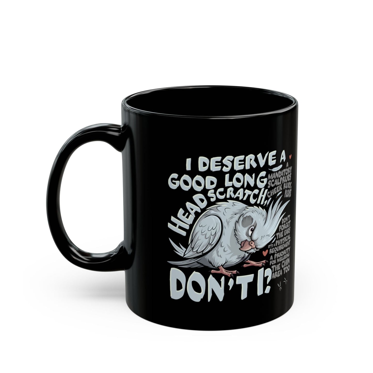 Cockatiel Mug — Black 11oz Bird Brain series 2 - CritterFit Co