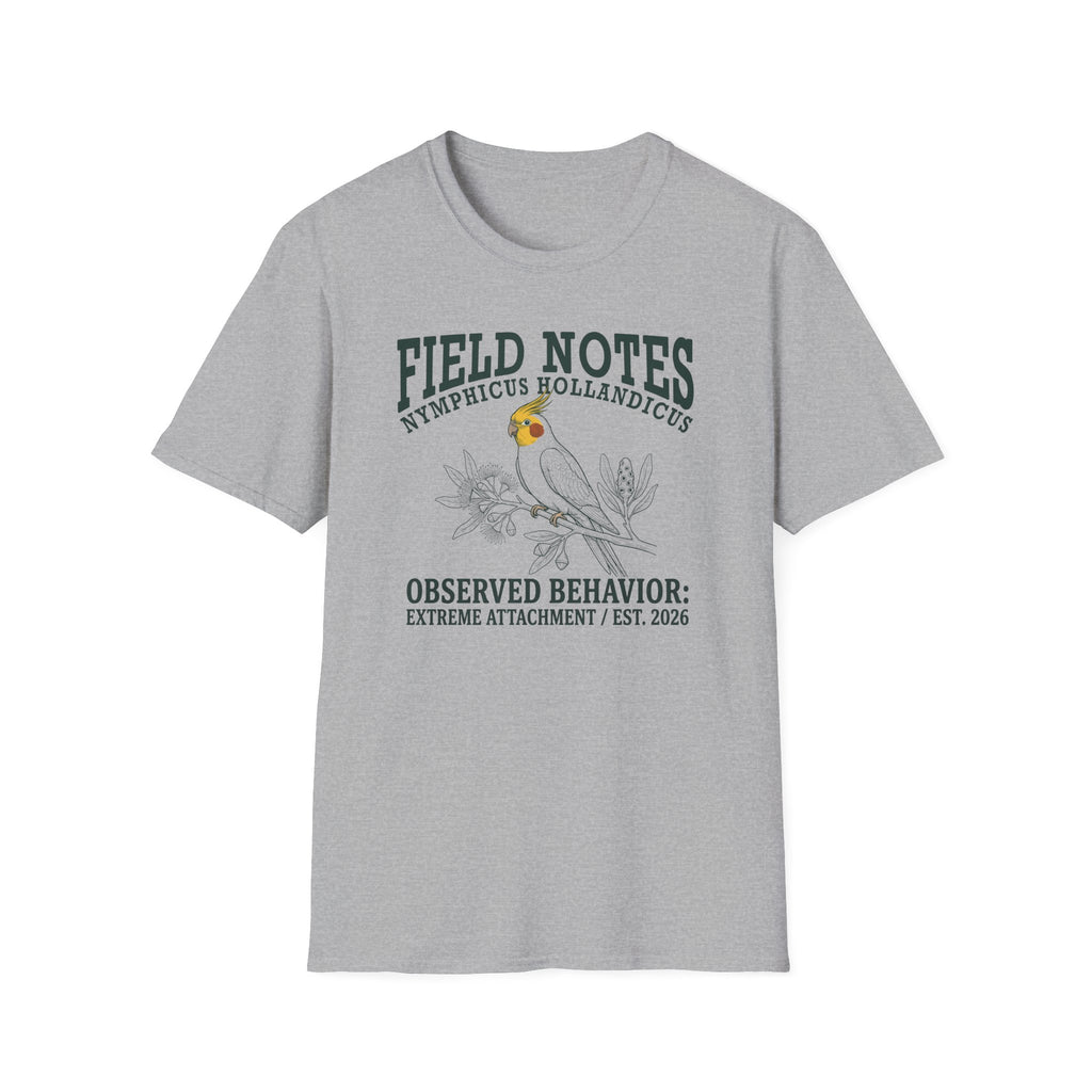 Gray t-shirt with humorous text design on a white background