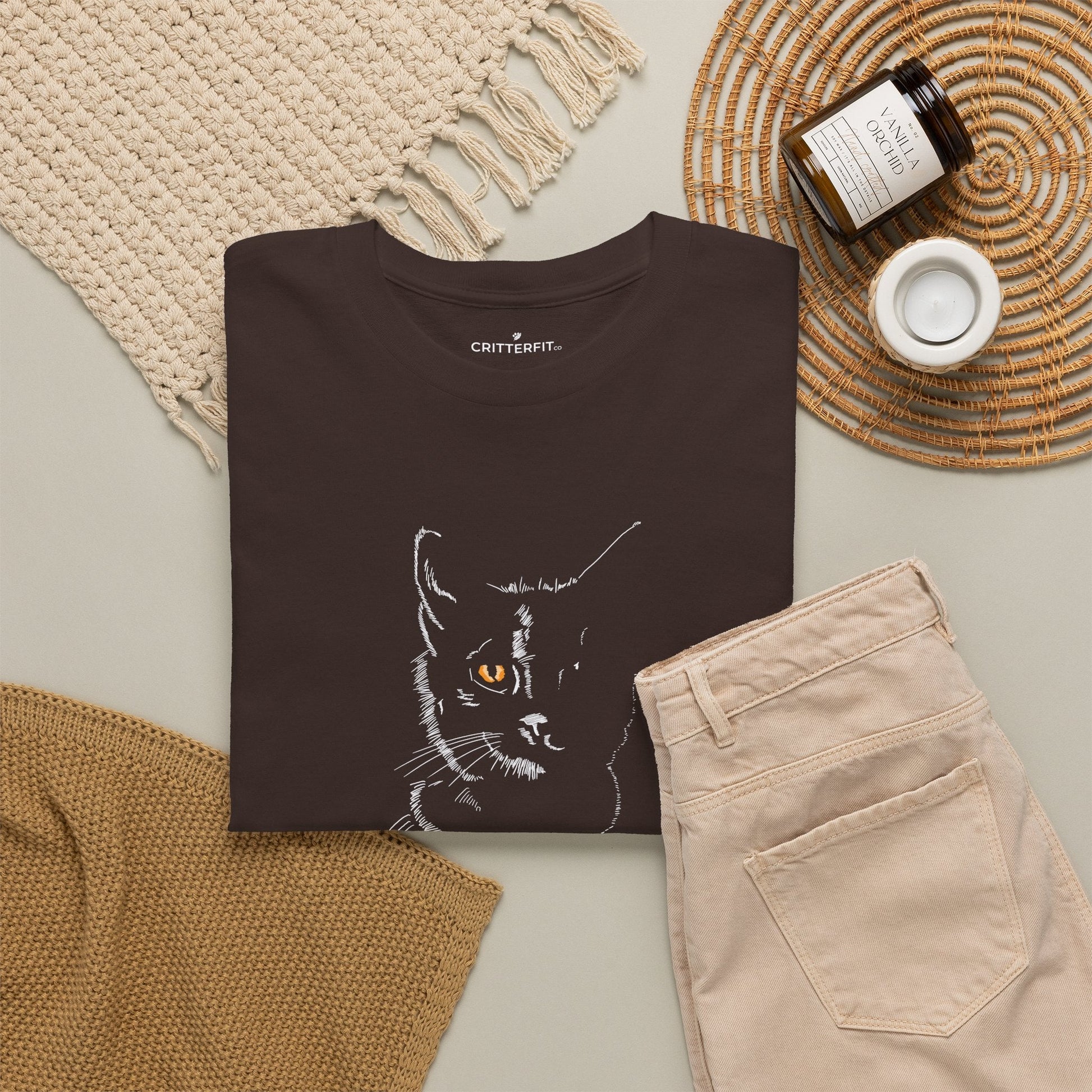 Cat Silhouette T-Shirt — Black Kitty Graphic Tee - CritterFit Co