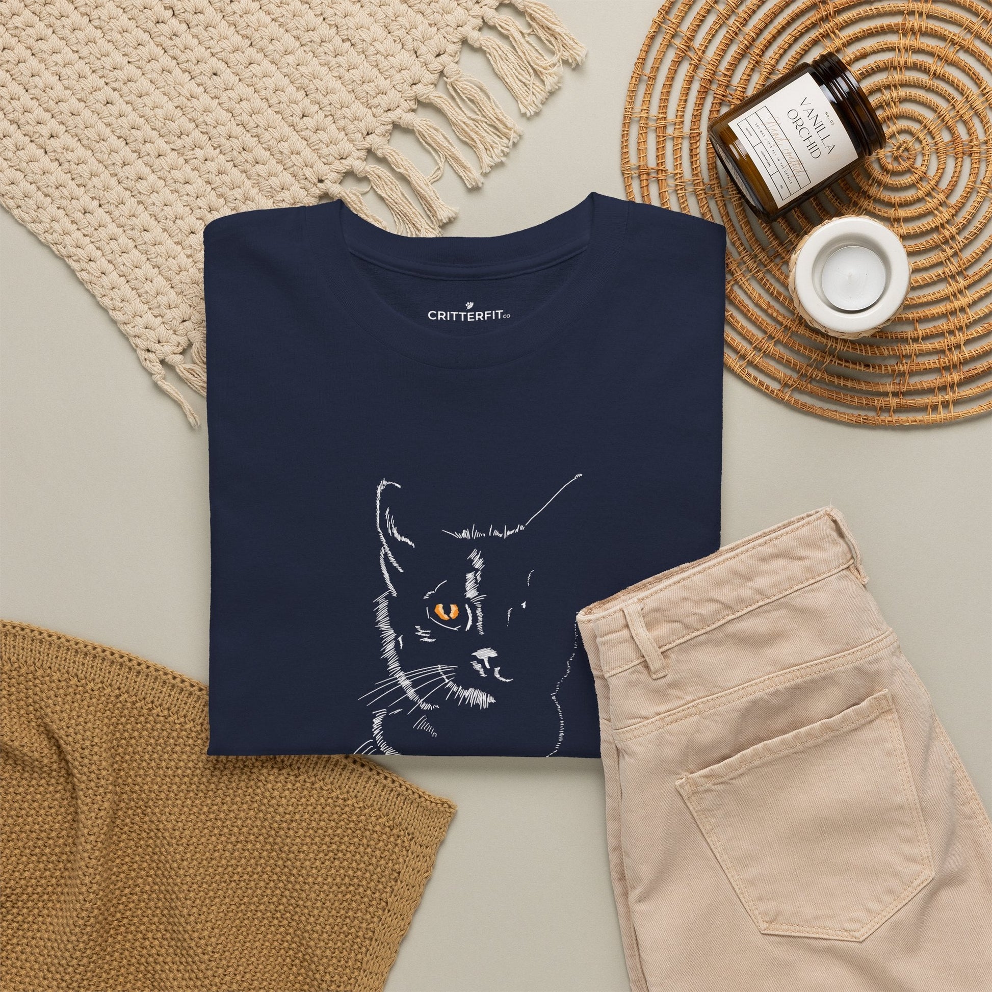 Cat Silhouette T-Shirt — Black Kitty Graphic Tee - CritterFit Co