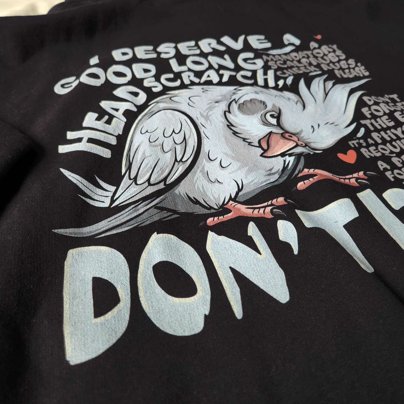 Cockatiel Lover Hoodie — "I Deserve a Good Long Head Scratch, Don't I?" Bird Owner Gift - CritterFit Co