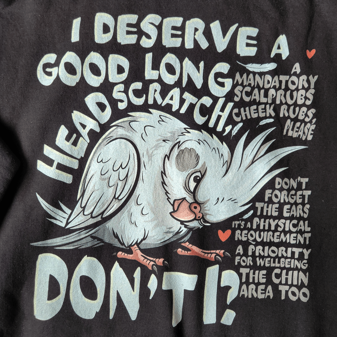 Cockatiel Lover Hoodie — "I Deserve a Good Long Head Scratch, Don't I?" Bird Owner Gift - CritterFit Co
