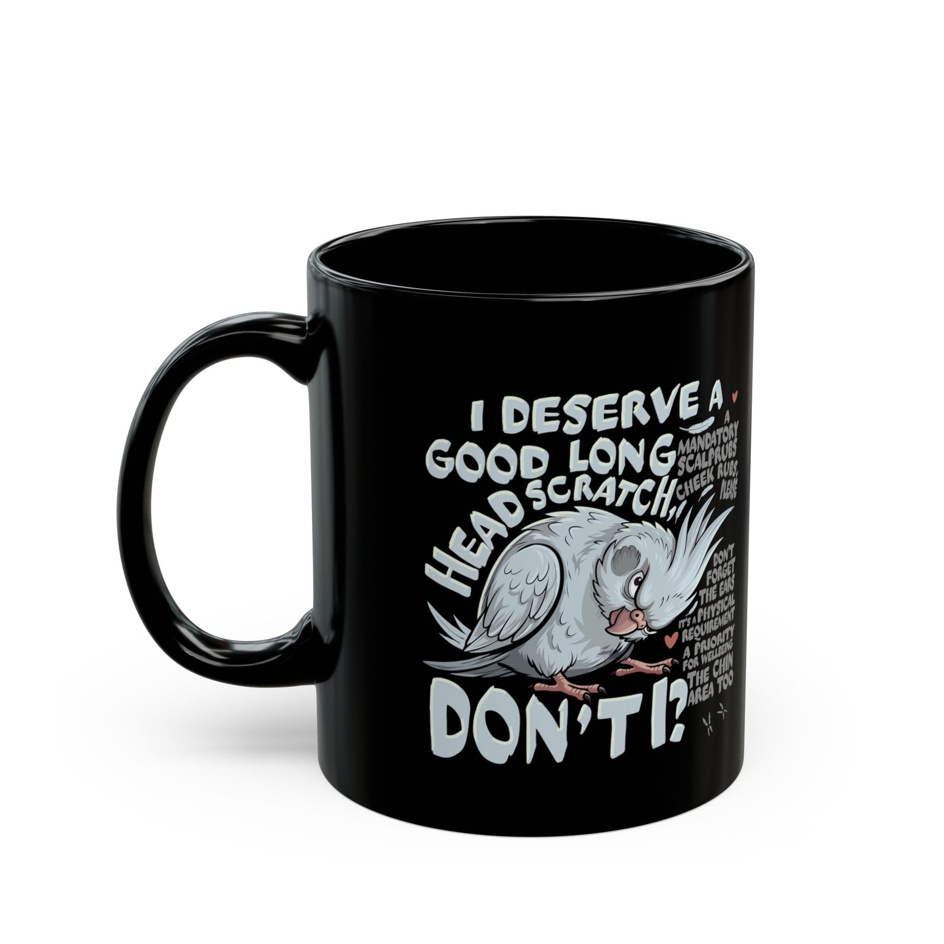 Cockatiel Mug — Black 11oz Bird Brain series 2 - CritterFit Co